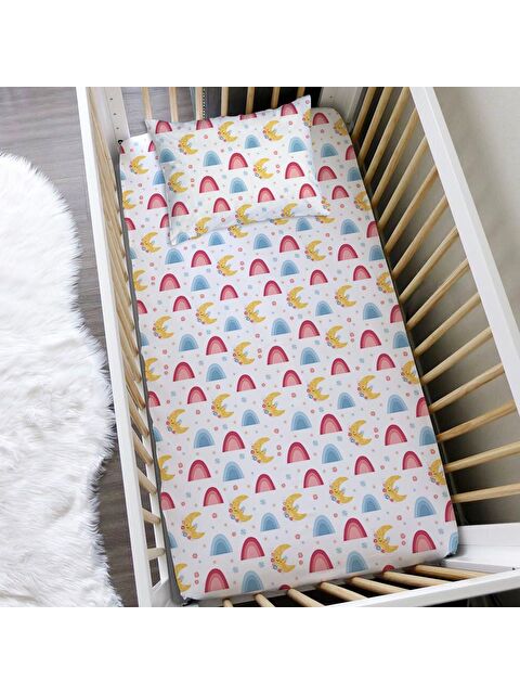 Evmila Ay Desenli 60x120 Cm Baskılı Bebek Boy Lastikli Çarşaf Seti - S000125703-23173