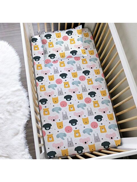 Evmila Hayvan Desenli 60x120 Cm Baskılı Bebek Boy Lastikli Çarşaf Seti - S000125707-23173