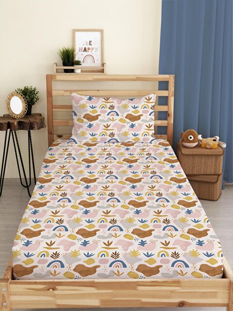 Evmila Desenli Baskılı Tek Kişilik Lastikli Çarşaf Seti - S000123638-23173