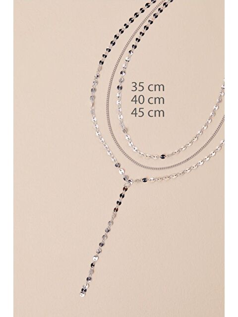 New Obsessions Elita Gümüş Rengi Katmalı Y kolye - S000401597-18105