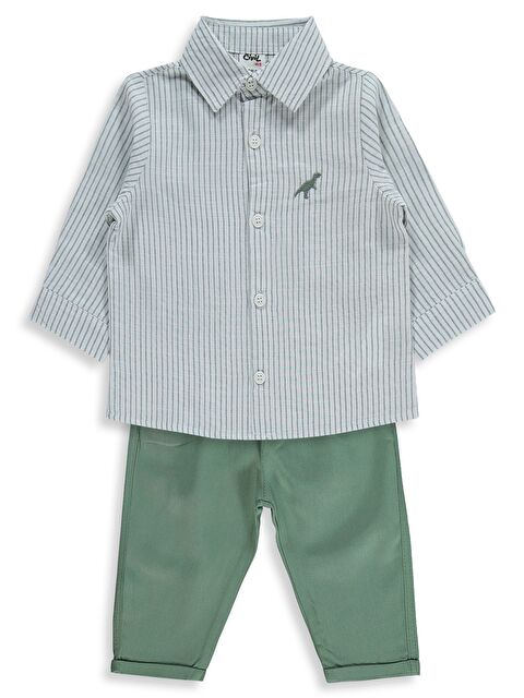 Civil Baby Erkek Bebek Dinozor Nakışlı 6-18 Ay Takım - Haki