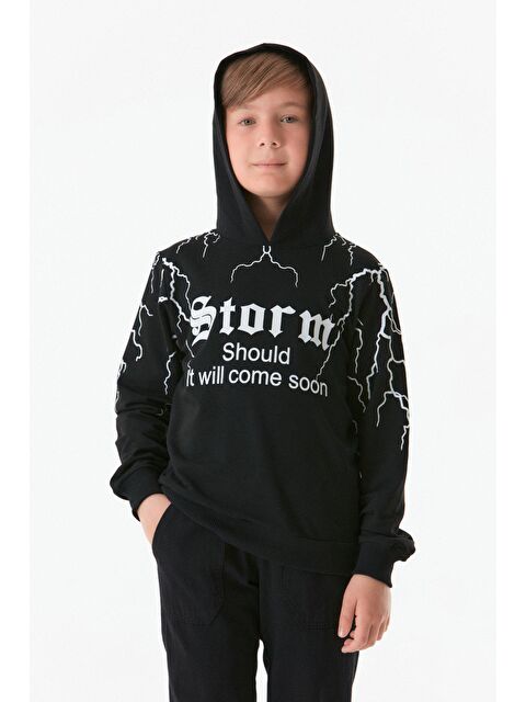 Fullamoda Baskılı Kapüşonlu Erkek Çocuk Sweatshirt - S000189232-19351