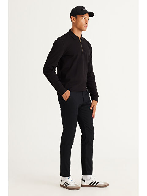 Altınyıldız Classics Erkek Siyah Slim Fit Dar Kesim Pamuklu Esnek Rahat Armürlü Pantolon - S000402518-19351
