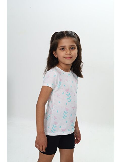 Toontoykids Kız Çocuk Komple Lale Baskılı Tişört