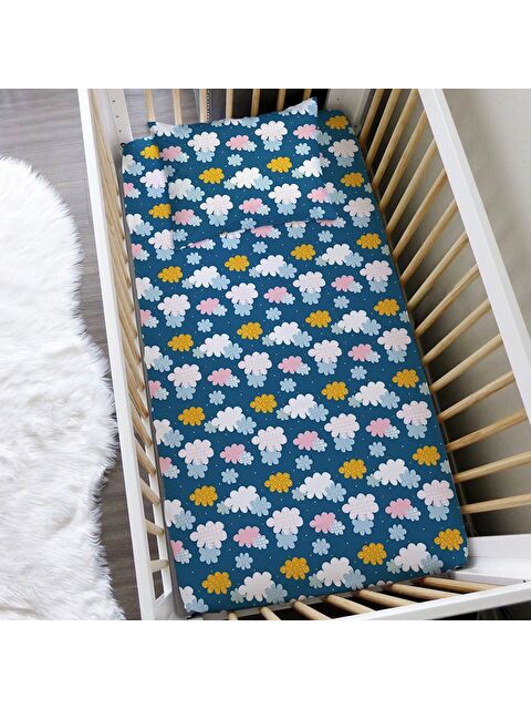 Evmila Bulut Desenli 60x120 Cm Baskılı Bebek Boy Lastikli Çarşaf Seti - S000125711-23173