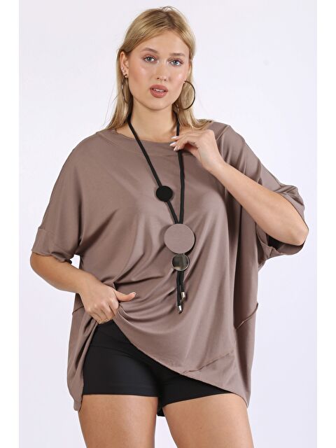 Chiccy Vizon Yuvarlak Yaka Kısa Kol Asimetrik Örme Tişört - S000360070-26429