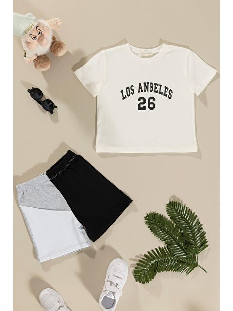 For You Kids Baskılı Garnili Siyah Alt Üst Takım - S000200157-19351