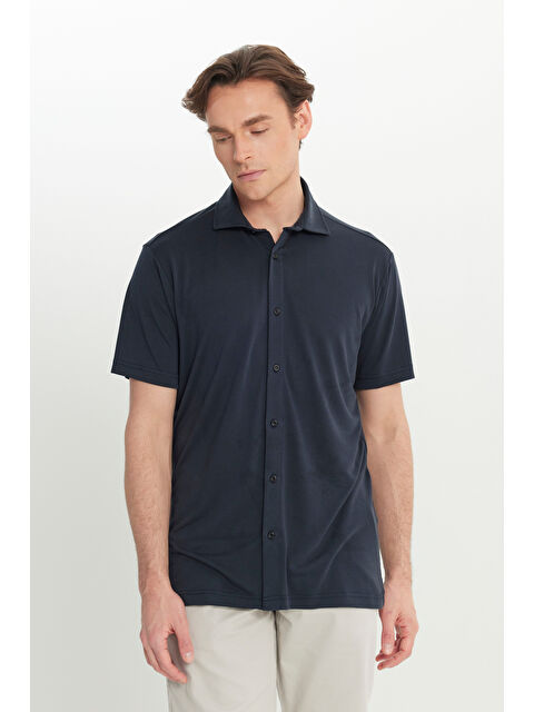 Altınyıldız Classics Erkek Antrasit Comfort Fit Rahat Kesim Gömlek Yaka Kısa Kollu Gömlek - S000402529-29666