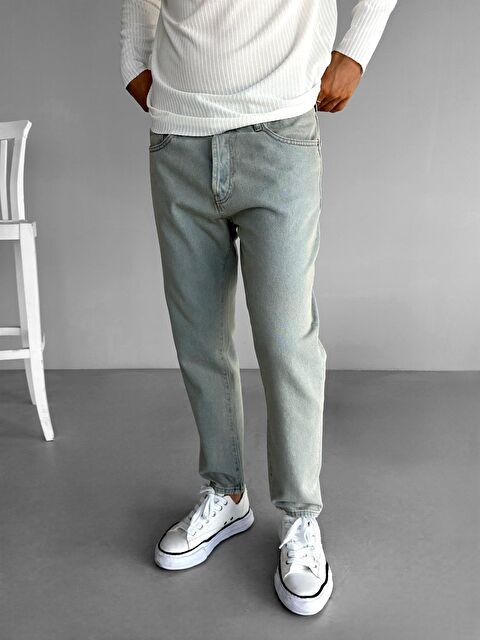 Abluka Online Erkek Boyfriend Fit %100 Pamuk Jean Pantolon Buz Mavi - S000295392-17234