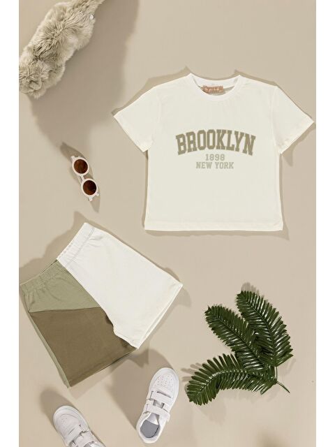 For You Kids Baskılı Garnili Yeşil Alt Üst Takım - S000200162-18194