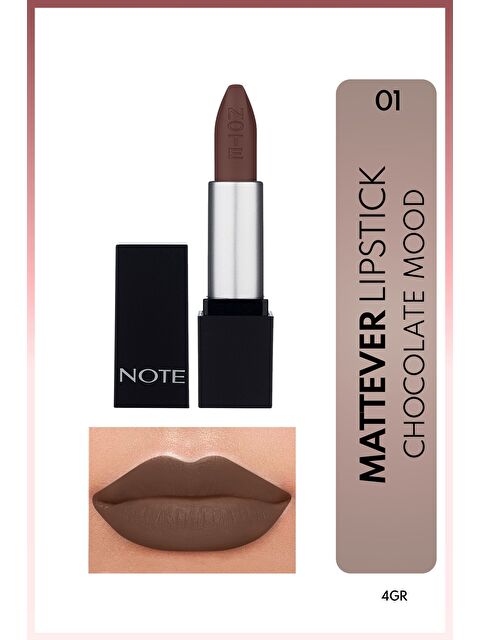 Note Cosmetique Note Cosmetics Mattever Lipstick Yarı Mat Saten Bitişli Ruj 01 Chocolate Mood - Kahverengi - S000401609-19413