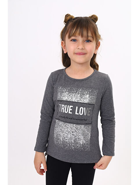 Toontoykids Kız Çocuk Varak Baskılı Taş İşlemeli Tişört