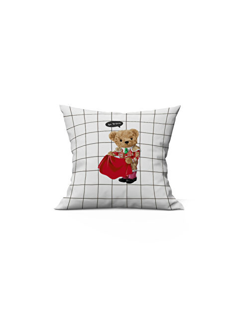 Evmila Yılbaşı Temalı Teddy Desenli 43x43 Kadife Kırlent Kılıfı - S000286524-23173