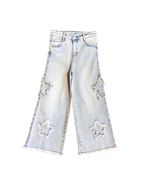 Little Star Kız Çocuk Yıldız İşlemeli Jean Pantolon - S000370742-17234