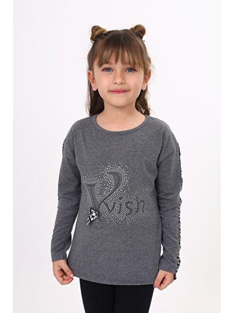 Toontoykids Kız Çocuk Taş İşlemeli Şerit Detaylı Tişört