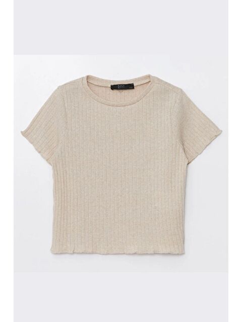 Chandraswear Kız Çocuk Kaşkorse Tshirt Bej - Font - S000208580-19928