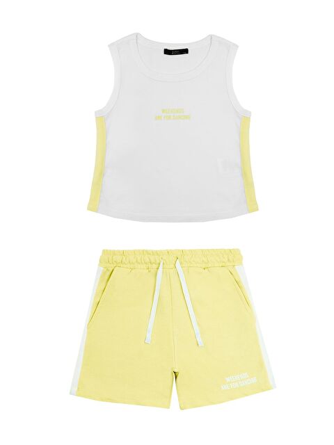 Chandraswear Kız Çocuk Sarı Şort Tshirt Takım - S000206351-20072