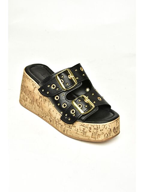 Fox Shoes U9967535 Siyah Kadın Dolgu Topuklu Ayakkabı - S000356313-19351