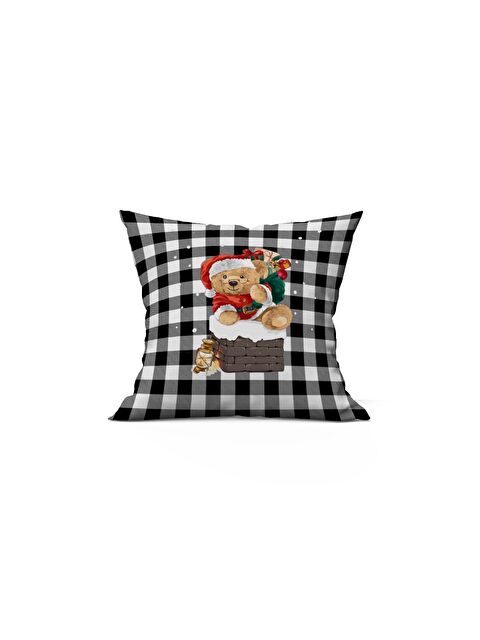 Evmila Yılbaşı Temalı Teddy Desenli 43x43 Kadife Kırlent Kılıfı - S000286525-23173