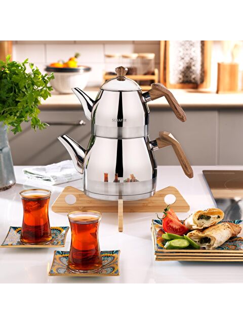 SCHAFER Luz Orta Boy Çelik Çaydanlık Takımı 3 Parça-Kahve - S000132437-19413