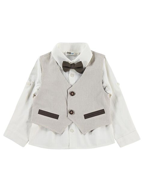 Civil Boys Erkek Çocuk Papyonlu Yelekli 2-5 Yaş Gömlek - Bej