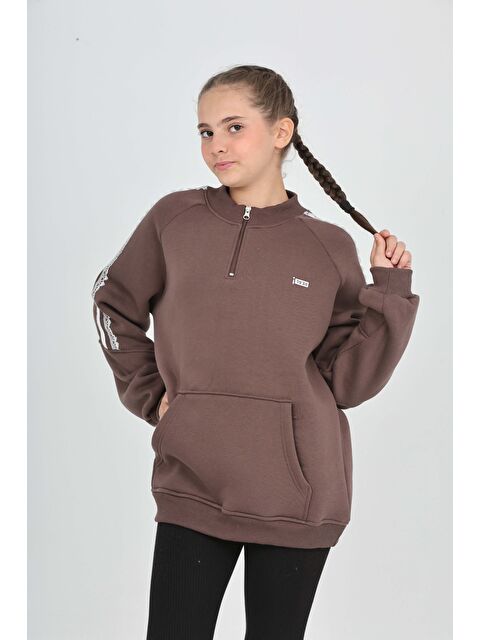 Toontoykids Kız Çocuk Relax Fit Yarım Balıkçı Yaka Reglan Kol Sweatshirt - S000487430-19413