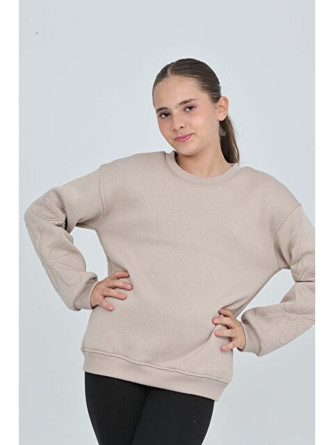 Toontoykids Kız Çocuk Relax Fit Bisiklet Yaka Düşük Omuz Sweatshirt - S000487431-19928