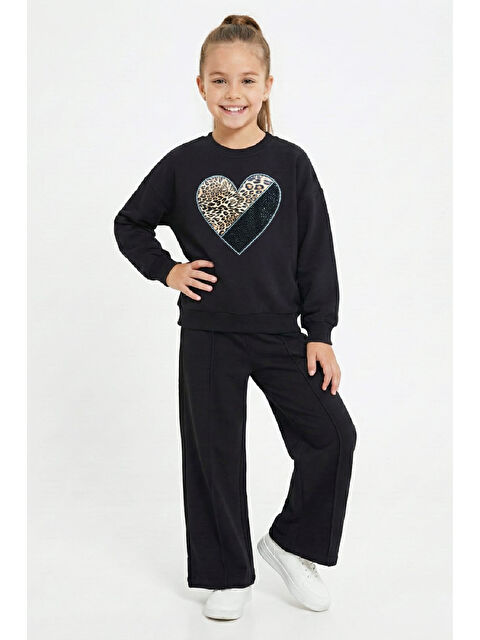 Modanino Kız Çocuk Taş İşlemeli Flexi Baskılı 2 İplik Alt-Üst Takım-5-12 Yaş 12464 - S000487434-19351