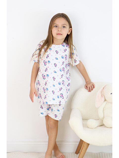 Harika Kids Kız Çocuk Pamuklu Penye Kumaş Baskılı Şortlu Pijama Takımı - S000217049-20063