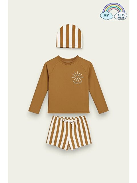 My Kids Wear Boneli Bağcıklı Uzun Kol Güneş Korumalı Erkek Çocuk Mayo