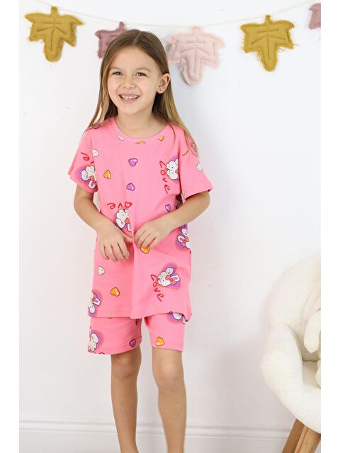 Harika Kids Kız Çocuk Pamuklu Penye Kumaş Baskılı Şortlu Pijama Takımı - S000217049-20024