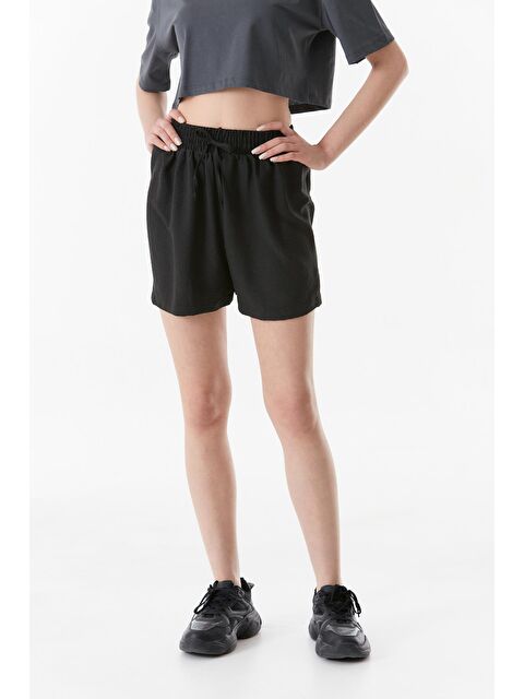 Fullamoda Basic Ayrobin Kumaş Beli Bağcıklı Şort - S000188932-19351