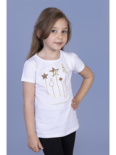 Toontoykids Kız Çocuk Yıldız Nakışlı Tişört - S000255566-20063