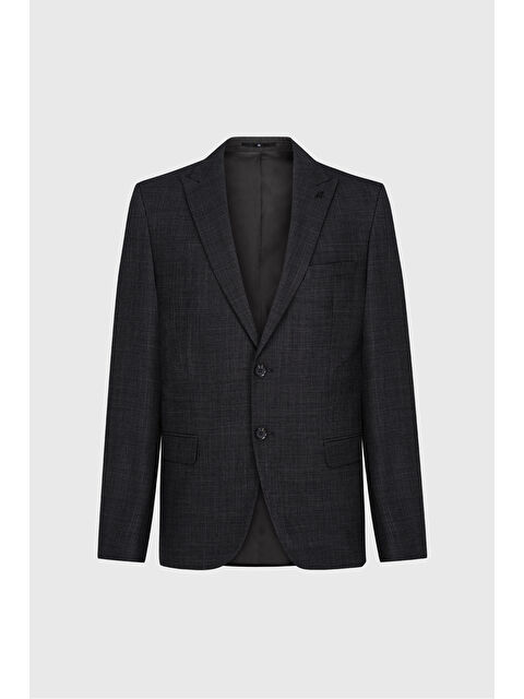 Altınyıldız Classics Erkek Siyah-Gri Slim Fit Dar Kesim Kırlangıç Yaka Desenli Çift Pantolonlu Takım Elbise - S000402582-37430