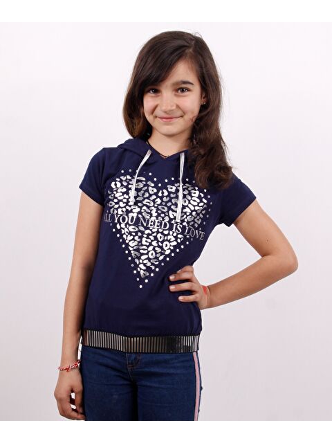 Toontoykids Kız Çocuk Kapüşonlu Varak Baskılı Tişört - S000255411-21164