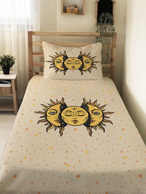 Evmila Güneş Desenli, Baskılı Tek Kişilik ve Çocuk Pike Takımı 160x220 Cm - S000123659-23173