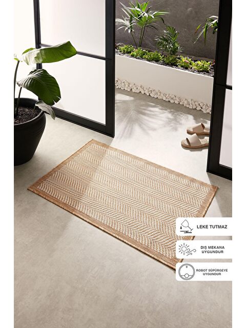 Ocean Home Textile Leke Tutmaz İç Dış Mekan Bej Renk Balıksırtı Paspas 60 x 90 cm - S000207597-19928