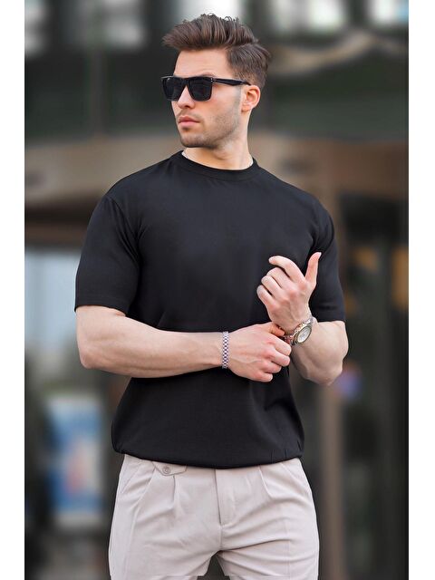 Madmext Siyah Bisiklet Yaka Basic Erkek Tişört 6883 - S000192812-19351