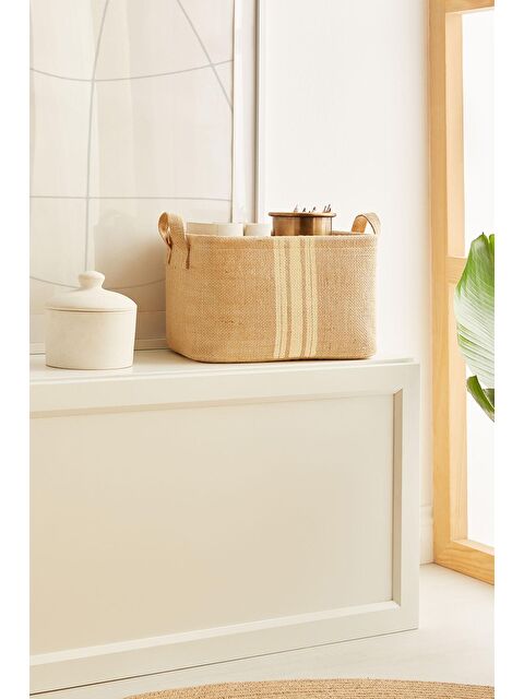 Ocean Home Textile Çizgili Jüt Sepet 30 x 21 x 18 cm - S000207611-19928