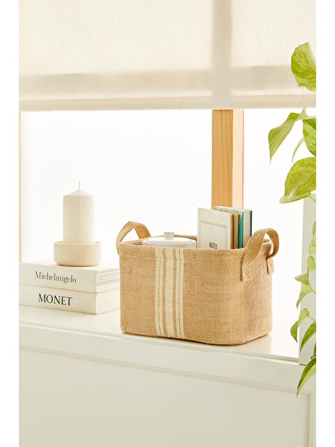 Ocean Home Textile Çizgili Jüt Sepet 24 x 17 x 14 cm - S000207614-19928