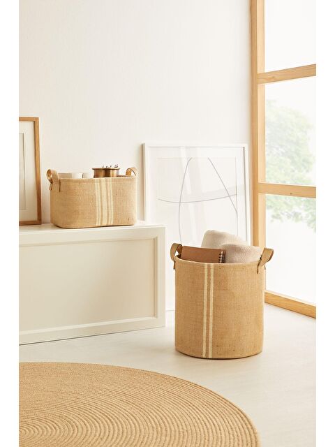 Ocean Home Textile 2'li Çizgili Jüt Sepet Set - S000207613-19928