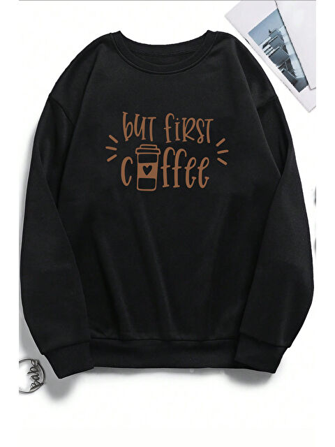 uyguntarz Unisex Sevimli Kedi Baskılı Bisiklet Yaka Sweatshirt - S000269107-29391