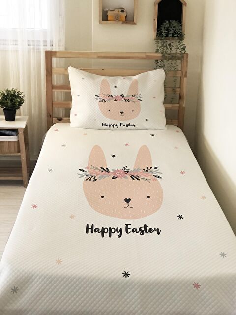 Evmila Tavşan Desenli, Baskılı Tek Kişilik ve Çocuk Pike Takımı 160x220 Cm - S000123662-23173