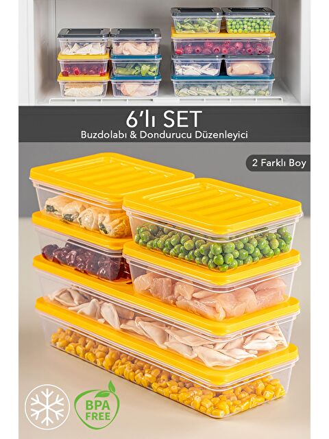 Meleni Home 6'lı Saklama Kabı Sarı 2 x 1170 ml 4 x 600 ml - S000378901-20072