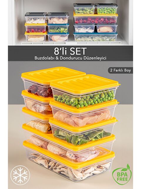 Meleni Home 8 li Saklama Kabı Sarı 2 x 1200 ml 6 x 600 ml - S000378903-20072