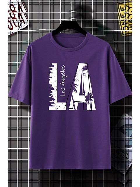 uyguntarz Unisex Los Angles Baskılı Tasarım Tshirt - S000239931-20042
