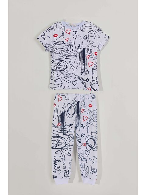 Luess Çocuk Baskılı %100 Pamuk Suprem Pijama Takımı - S000220941-20063