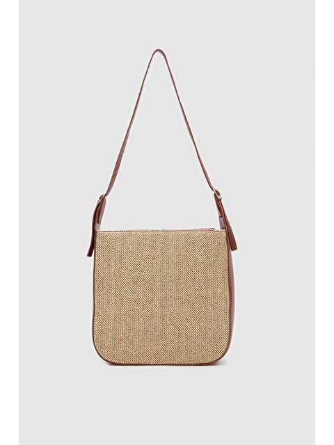 Shulebags Valenza Hasır Görünümlü Omuz Çanta Taba - S000440103-14955