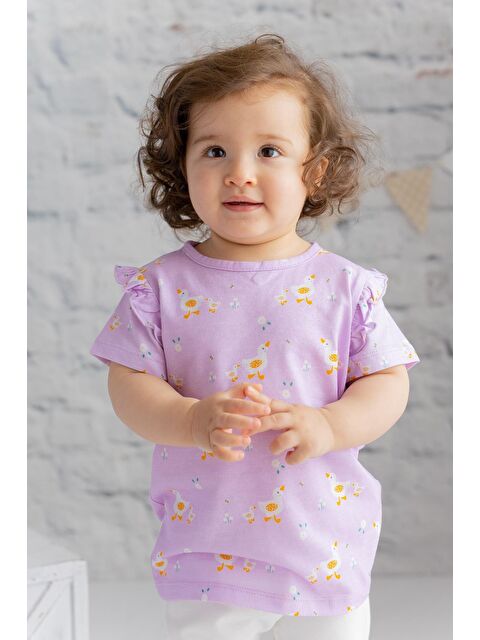 ZEYLAND Kız Bebek Ördek Baskılı Kısa Kollu Tişört - S000326067-17878