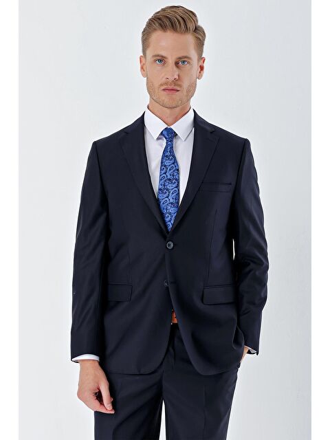 İMZA Lacivert Gabardin Mono Yaka 8 Drop Slim Fit Dar Kesim Basic Takım Elbise 1001240006 - S000349567-21164